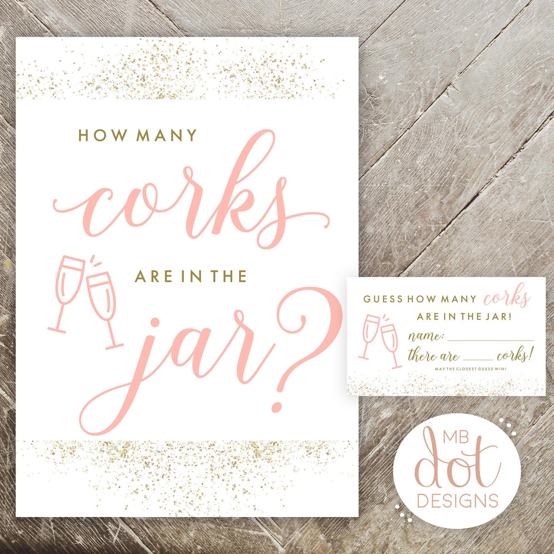 Guess How Many Corks Are in the Jar Printable Bridal Shower - Etsy
