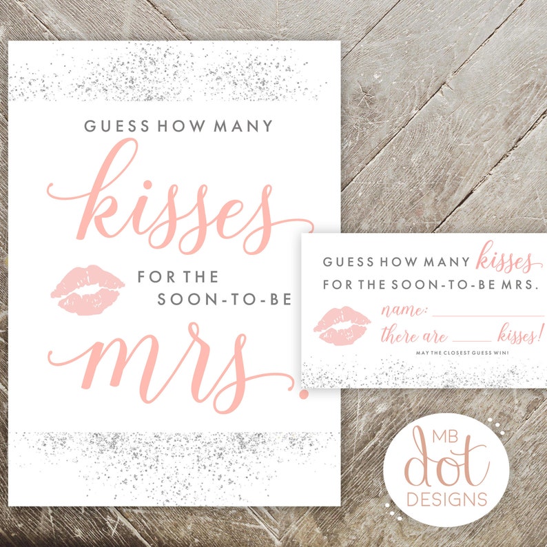 Guess How Many Kisses for the Soon-to-be Mrs Printable - Etsy Canada