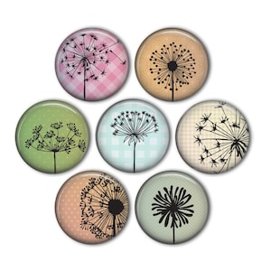 Dandelion 1&quot; Magnets - set of 7