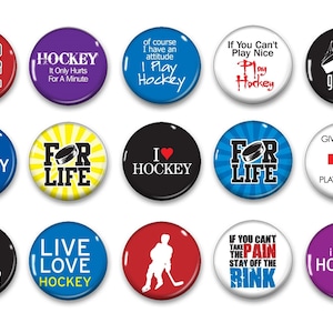 Hockey 1&quot; Magnets - set of 15