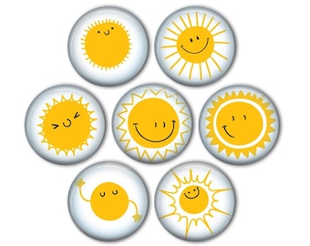 Sunshine 1&quot; Magnets - set of 7