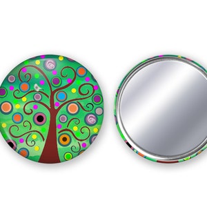3 1/2&quot; Artsy Tree Purse Mirror