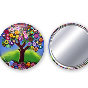 3 1/2&quot; Colorful Tree Purse Mirror