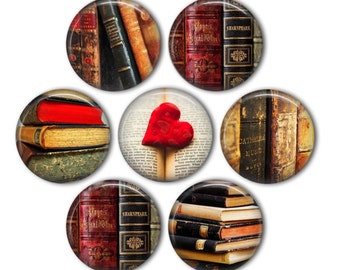 Antique Book 1" Magnets - set of 7