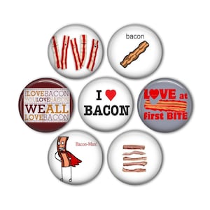Bacon 1" Magnets - set of 7