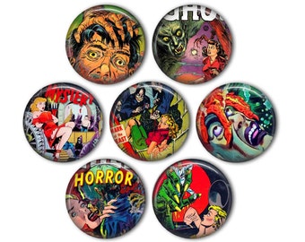 Vintage Horror Movie 1" Magnets - set of 7