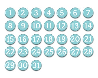 pastel teal aqua perpetual calendar numbers 1 31 1 etsy denmark