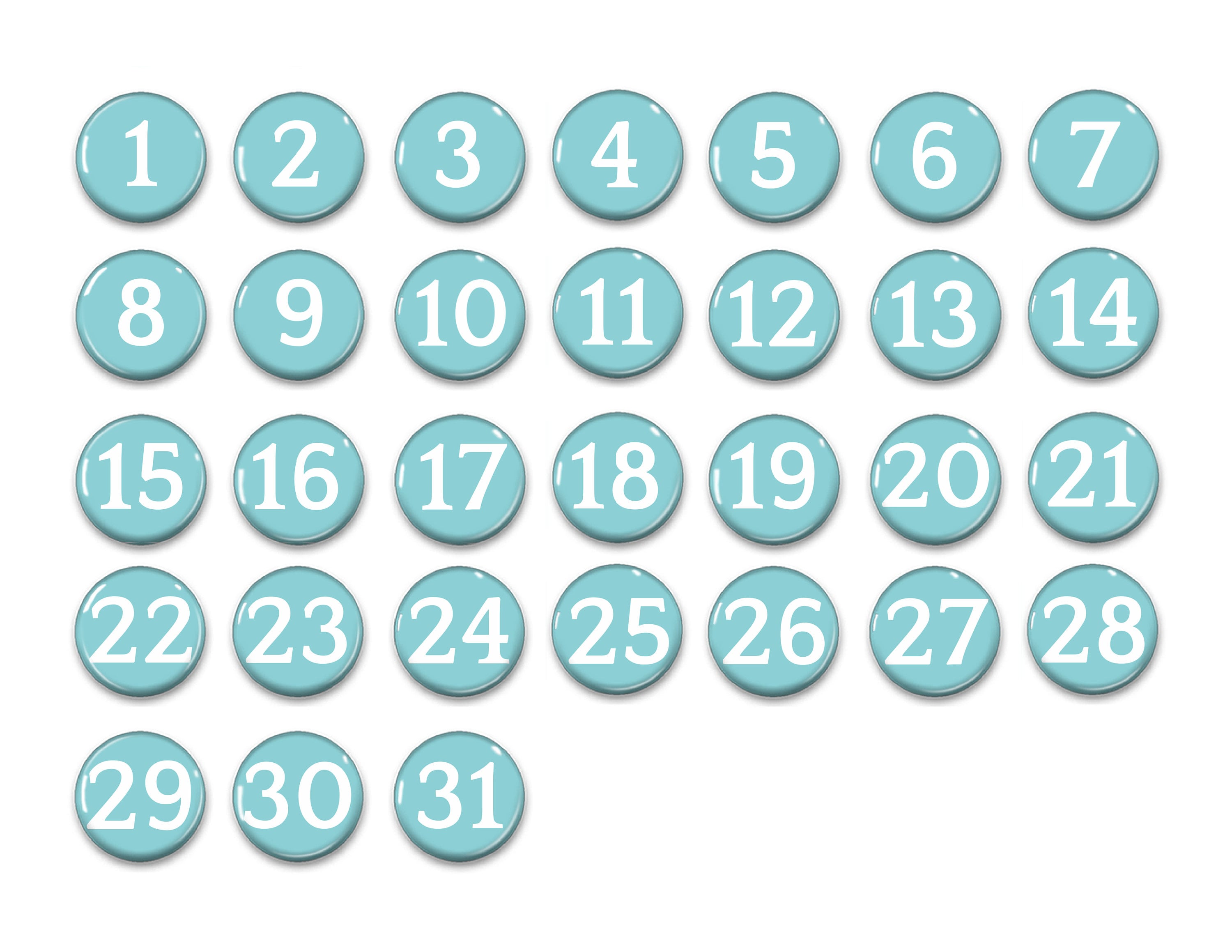 Pastel Teal Aqua Perpetual Calendarnumbers 131 1 Etsy