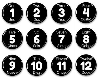 English & Spanish Numbers 1-12, 2.25&quot; magnets-set of 12
