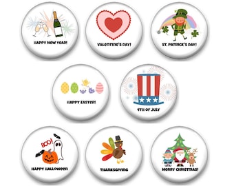1&quot; MAJOR HOLIDAYS Magnetic Calendar Expansion Pack - set of 8