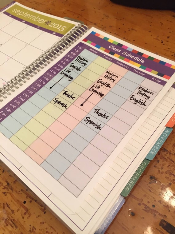 class schedule planner insert instant download etsy class schedule planner