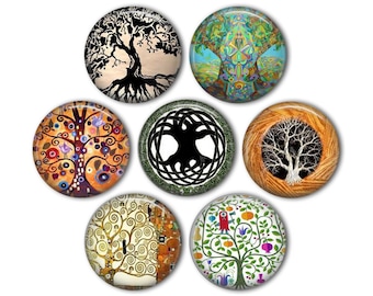 Tree of Life 1&quot; Refrigerator Magnets - set of 7