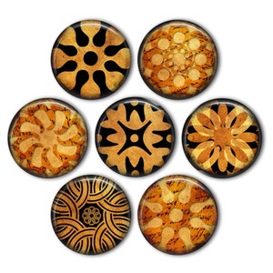 Carved Wood Look 1&quot; Refrigerator Magnets - set of 7