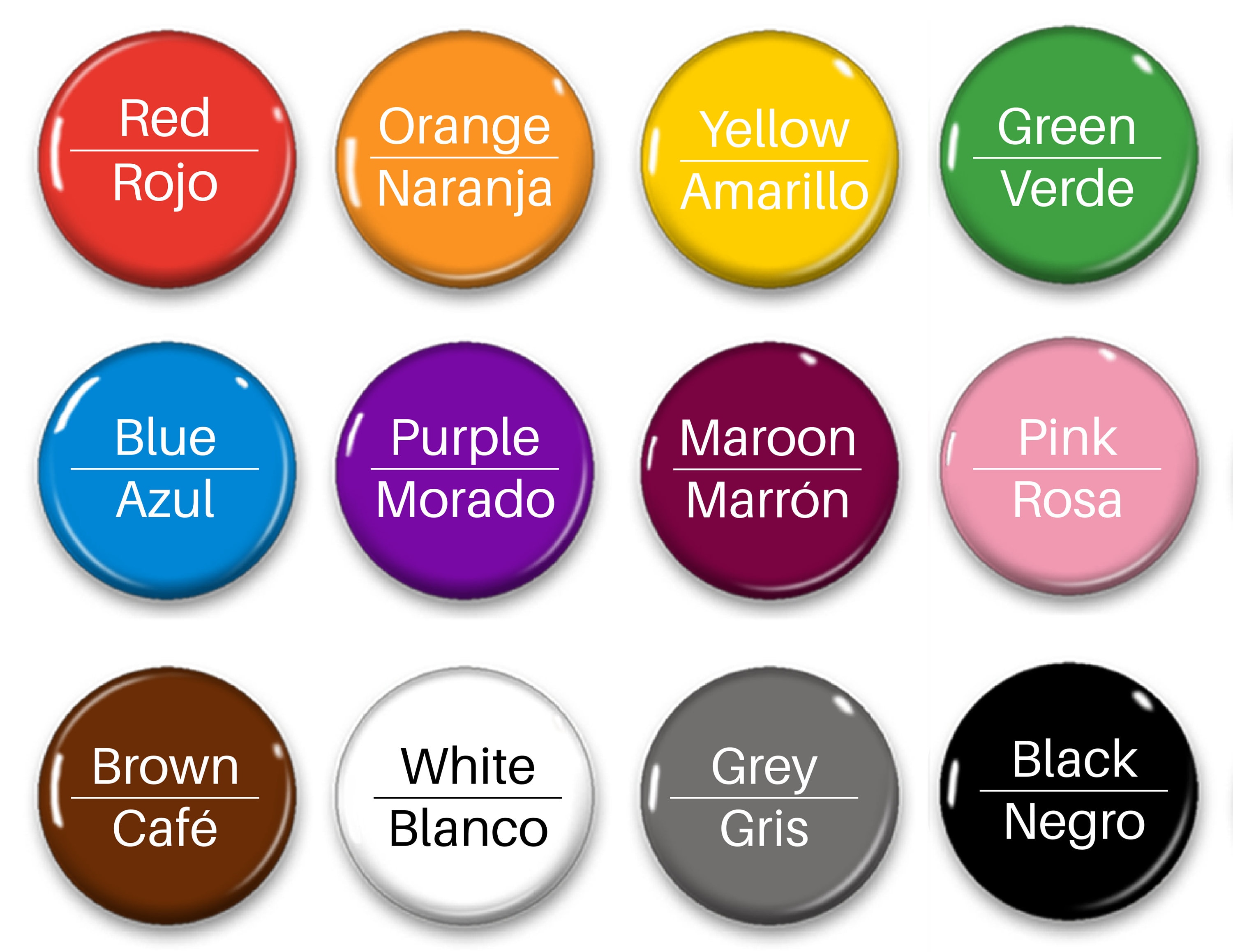 English & Spanish Colors 2.25" magnets-set of 12