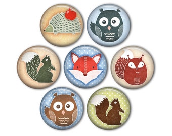Woodland Animal 1" Magnets - set of 7