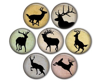 Deer Silhouette 1" Magnets - set of 7