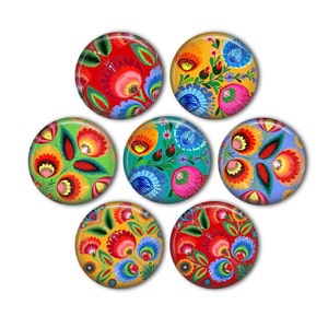 Pretty Polish Floral 1" Magnets - set of 7