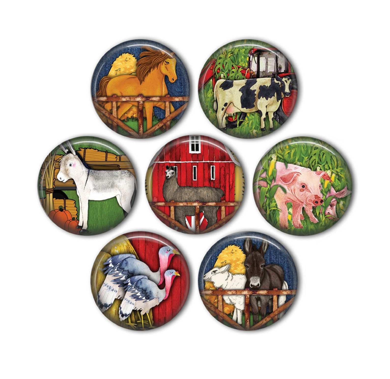 Barnyard Farm Animals 1 Set of 7 Etsy