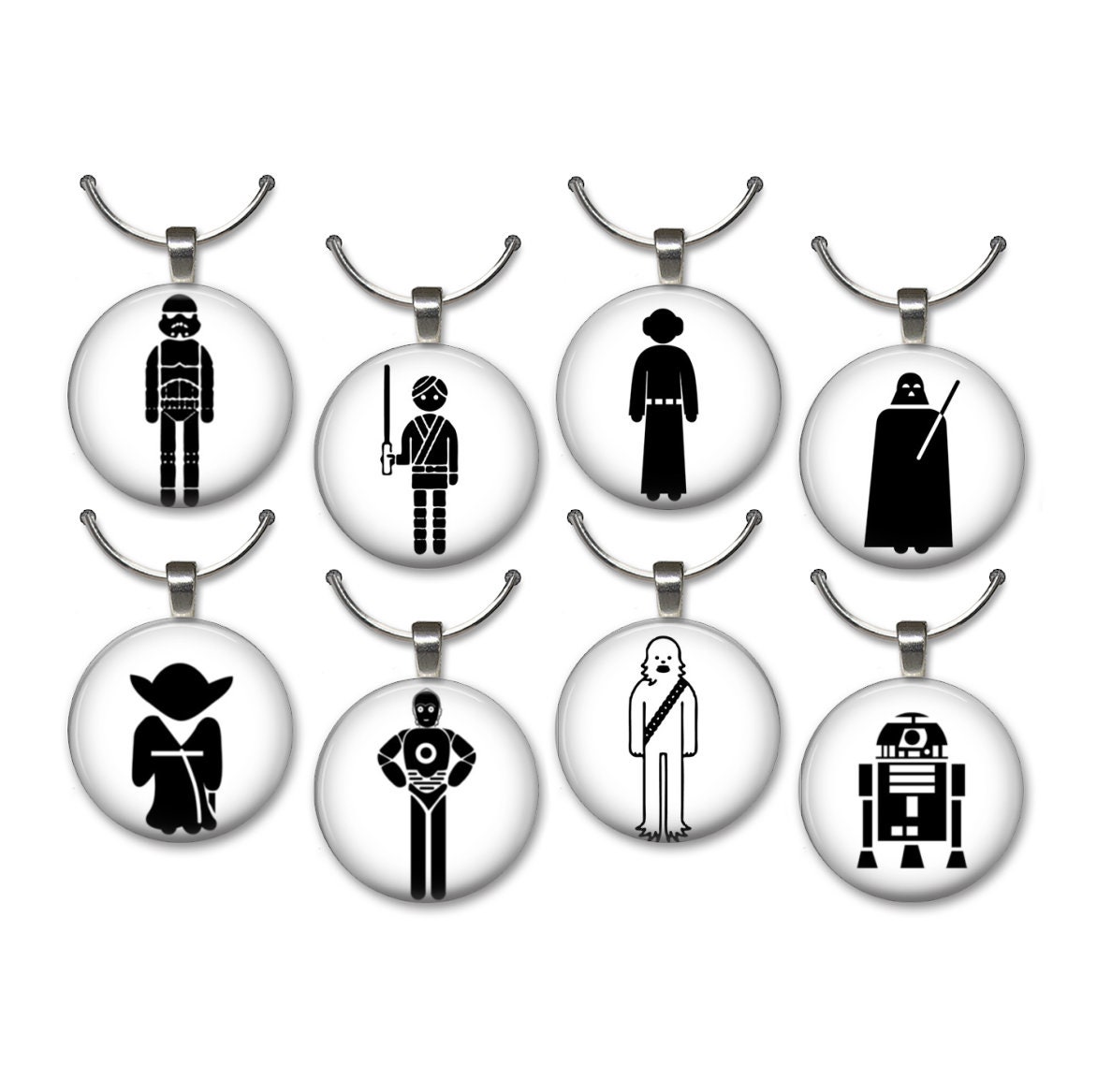 Star Wars Theme Wine Charms - set of 8