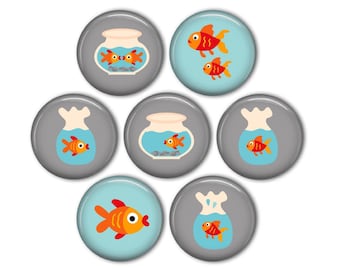 Goldfish 1" Magnets - set of 7
