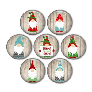 Holiday Gnome 1&quot; Magnets - set of 7