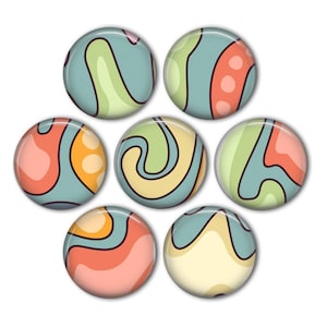 Swirly Pastel 1&quot; Magnets - set of 7