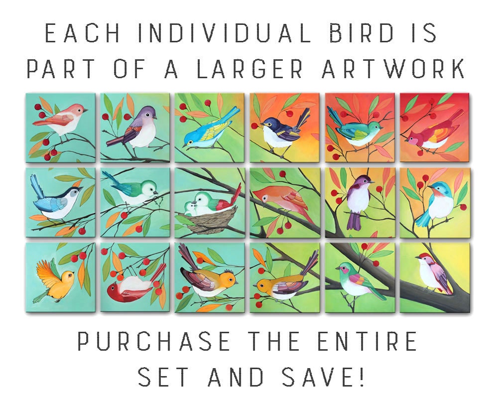 Bird Art Print Printable Bird Wall Art Bird Decor Red - Etsy