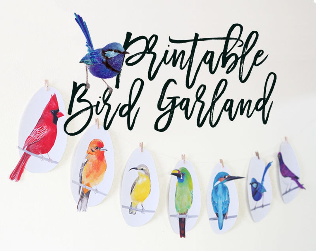 DIY Bunting Printable Bird Garland DIY Bird Wall Decor Etsy