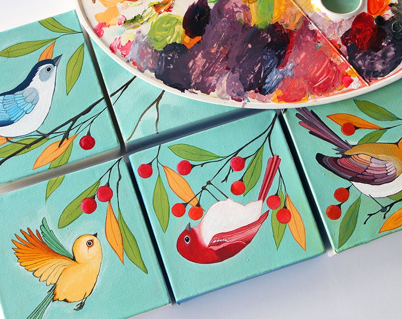 Bird Art Print Printable Bird Wall Art Bird Decor Red Etsy