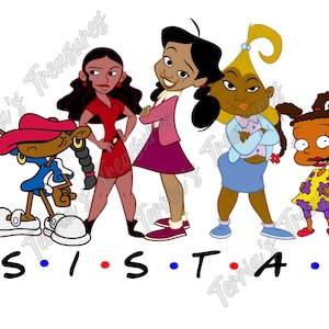 Black Cartoons-Sistas PNG File Only, Black History PNG, Black Girl Magic PNG