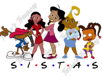 Black Cartoons-Sistas PNG File Only, Black History PNG, Black Girl Magic PNG