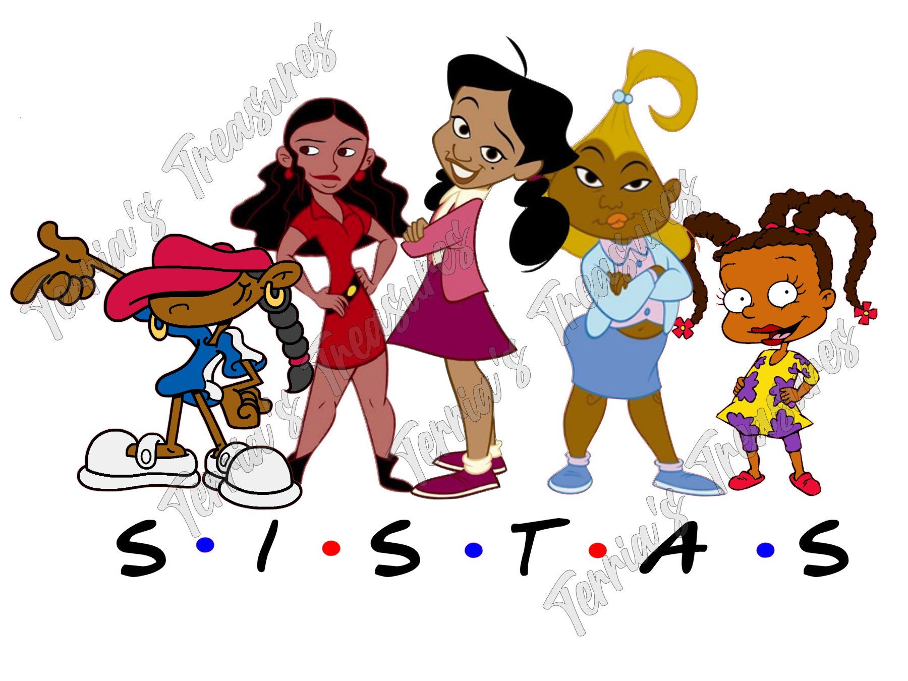 Black Cartoonssistas PNG File Only, Black History PNG, Black Girl