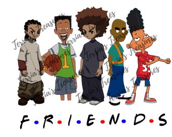 Black Cartoons-Friends-Males PNG File Only, Black History PNG, Black Girl Magic PNG,