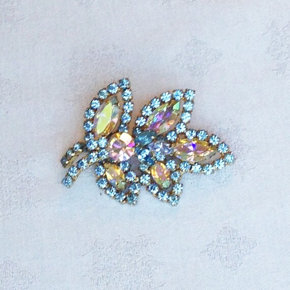 Gorgeous Vintage Multicolor Rhinestone Leaf Spray… - image 5