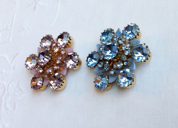Twin Pins!  Vintage Matching Pastel Pink & Blue H… - image 4