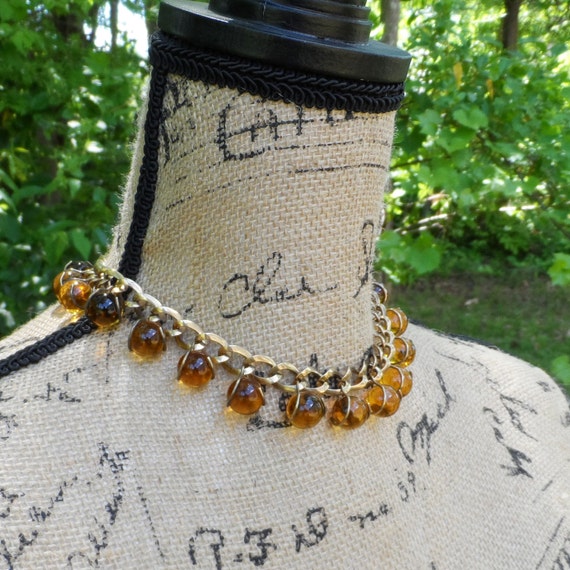 Art Deco Amber Glass "Pools of Light" Necklace! A… - image 1