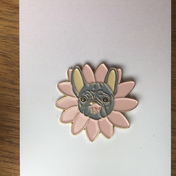 Frenchie flower pin