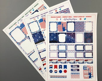 PATRIOTIC - Weekly Layout Kit - for the Small, Medium and Large size Weekly Passion Planners.