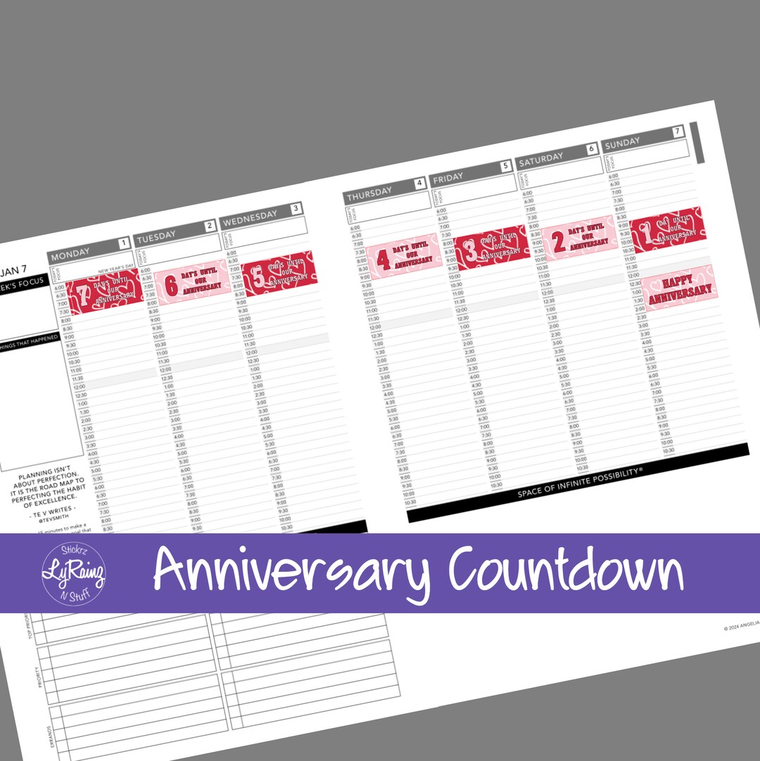 Countdown Pageant Layout OUR ANNIVERSARY ~ COUNTDOWN Stickers - Weekly Layout Section - Passion ...