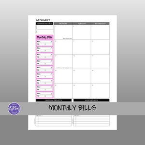 MONTHLY BILL TRACKER - Stickers for the Monthly Layout in the Small ...