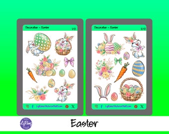 EASTER - Deco Stickers for Passion Planner, Hobonichi, Erin Condren, Happy Planner, Filofax, Bujo, kikkik...etc