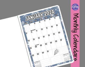 2024  Monthly Calendars ~ FULL SHEET ~ Many Options to Choose from ~ For your Passion Planners and More