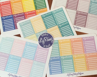 Weekly Hydrate Stickers for Passion Planner, Happy Planner, Erin Condren, Filofax, Bujo, Kikkik...etc