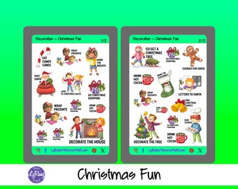 CHRISTMAS FUN - Deco Stickers for Passion Planner, Hobonichi, Erin Condren, Happy Planner, Filofax, Bujo, kikkik...etc