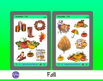 FALL - Deco Stickers for Passion Planner, Hobonichi, Erin Condren, Happy Planner, Filofax, Bujo, kikkik...etc