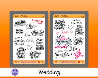 WEDDING - Quote Stickers for Passion Planner, Hobonichi, Erin Condren, Happy Planner, Filofax, Bujo, kikkik...etc