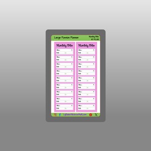 MONTHLY BILL TRACKER - Stickers for the Monthly Layout in the Small ...
