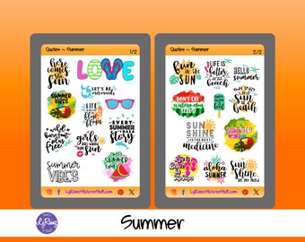 SUMMER - Quote Stickers for Passion Planner, Hobonichi, Erin Condren, Happy Planner, Filofax, Bujo, kikkik...etc