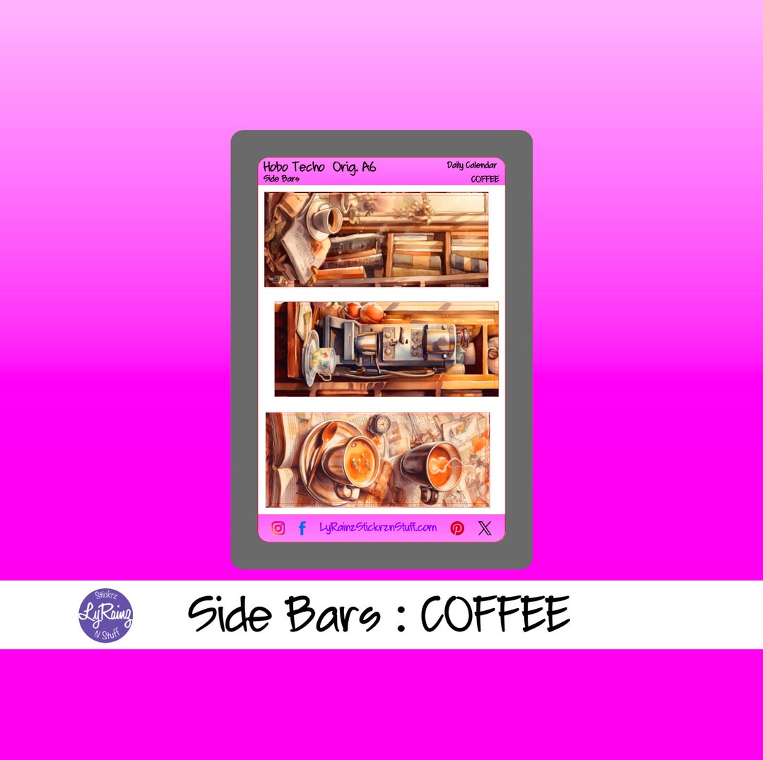 SIDE BARS COFFEE Stickers for the Daily Calendar in the Hobonichi Techo ...