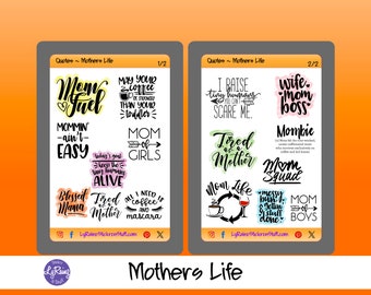 MOTHERS LIFE - Quote Stickers for Passion Planner, Hobonichi, Erin Condren, Happy Planner, Filofax, Bujo, kikkik...etc